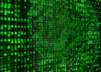 3D programming background with abstract binary code