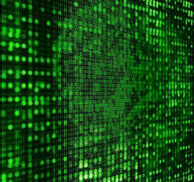 3D programming background with abstract binary code