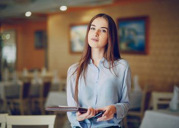 beautiful business girl  in the restaurant