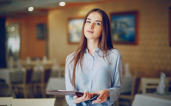 beautiful business girl  in the restaurant