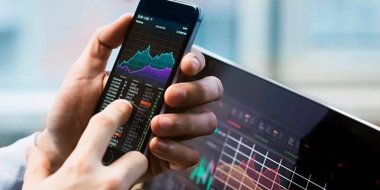 Business man holding phone