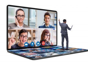 Concept of remote video conferencing during the pandemic