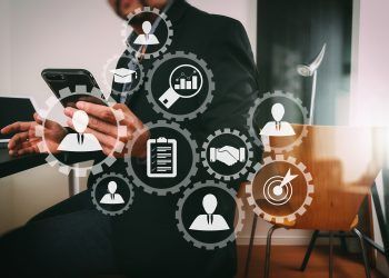 Human resources management with recruitment business working concept. HR manager is selecting candidate for hiring with virtual screen computer.