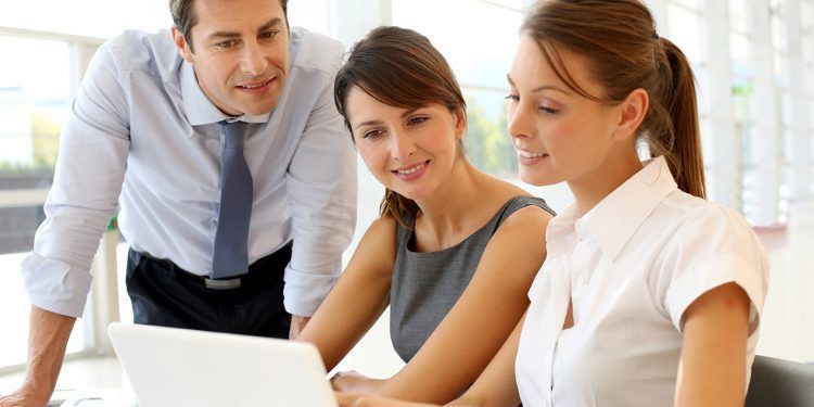 Business presentation on laptop computer