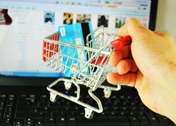 Internet shopping with trolley and credit card
