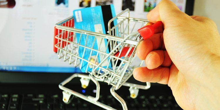 Internet shopping with trolley and credit card