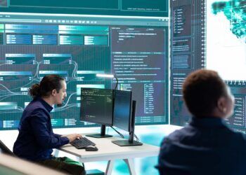 Governmental cyber defense team using advanced technology to secure information, cyber operations in high tech monitoring center. Working on data protection and threat detection.