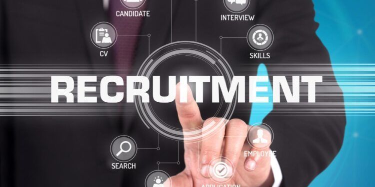 RECRUITMENT TECHNOLOGY COMMUNICATION TOUCHSCREEN FUTURISTIC CONCEPT