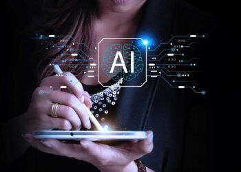 Businessman using tablet with Artificial intelligence AI icons on virtual screen of futuristic technology. AI network of brain on business analysis. chat bot.